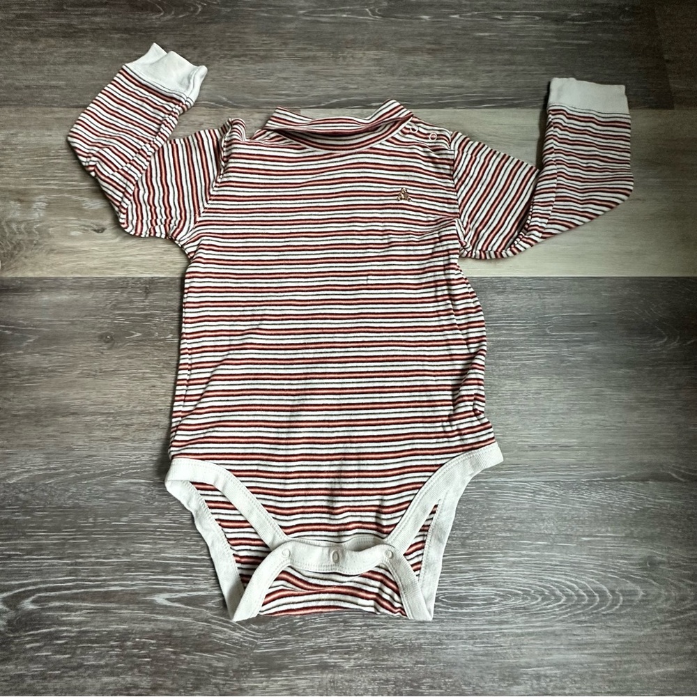Vintage Gap Baby Striped Red and White Baby Long Sleeves One Piece 90/18-24M